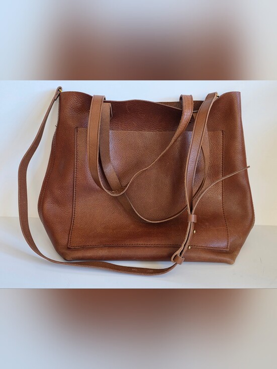 Madewell Handbags - Madewell English Saddle Brown Leather Transport Tote with Crossbody Strap